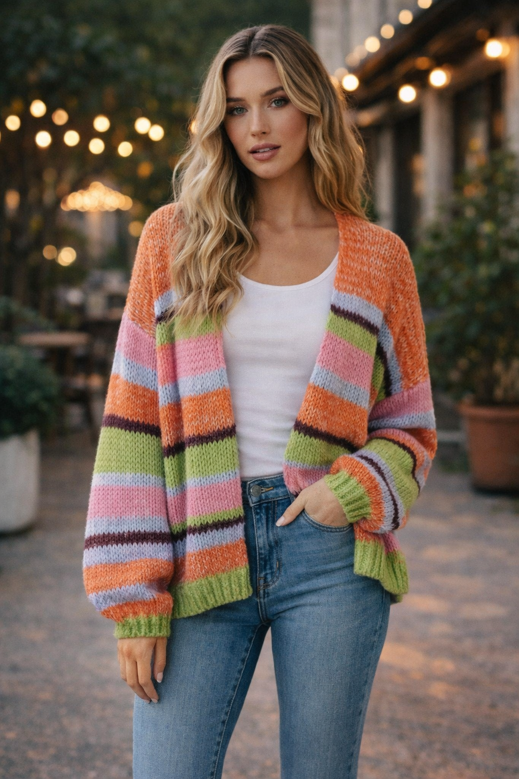 Cardigan Femme Chic Encolure V Mi-Long 1