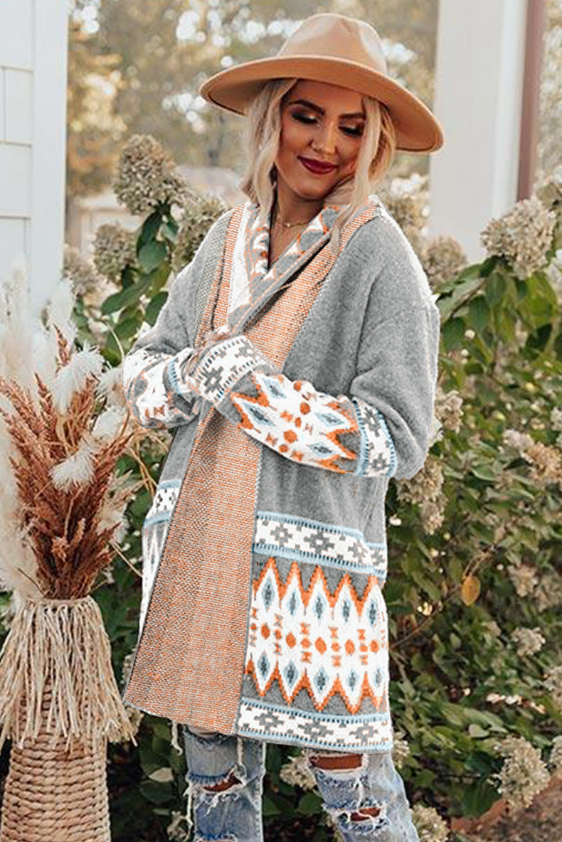 Cardigan Femme Chic Mi-Long Aztèque 5