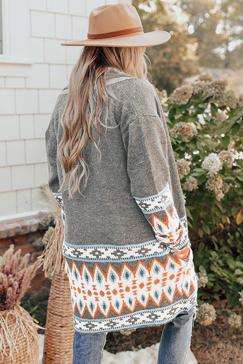 Cardigan Femme Chic Mi-Long Aztèque 6