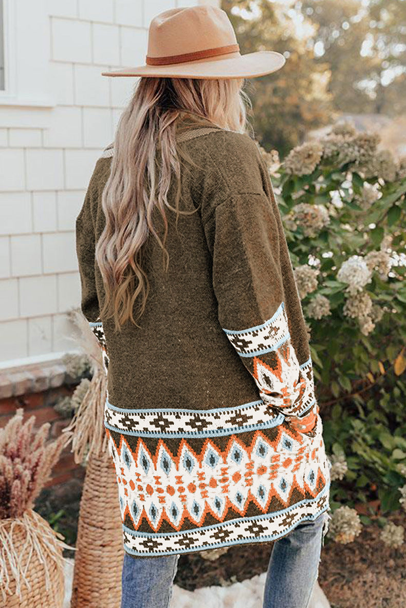 Cardigan Femme Chic Mi-Long Aztèque 7