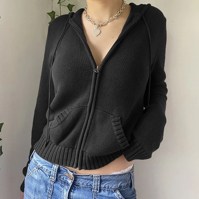 Cardigan Femme Court Pratique avec Zipper 1