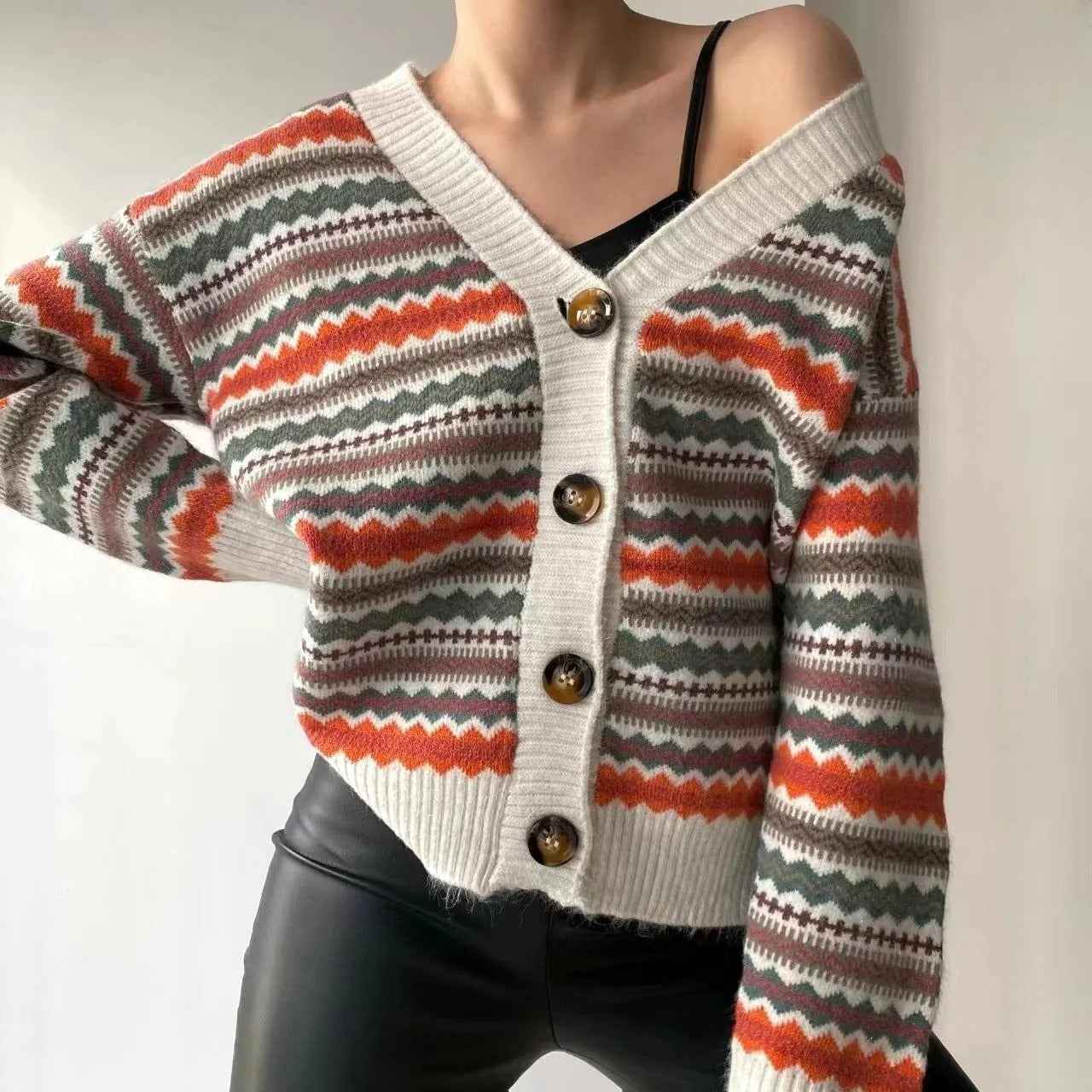 Cardigan Femme Décontracté Col en V 1