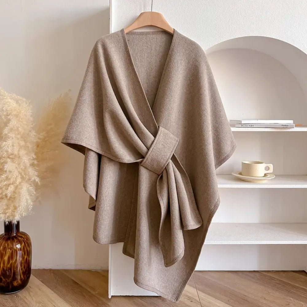 Cardigan Femme Élégant Enveloppant Kaki 0