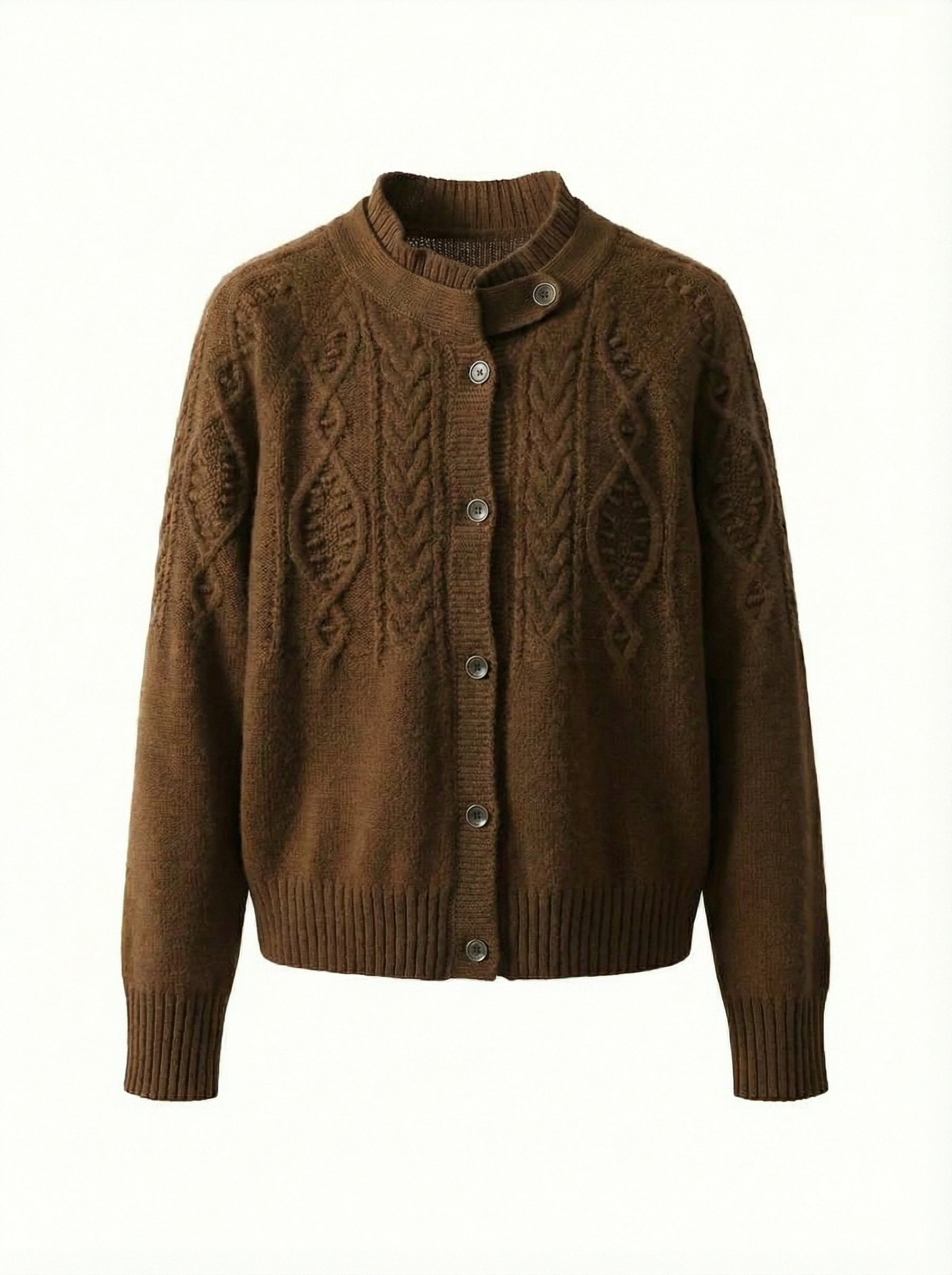 Gilet Femme en Tricot Marron Cardigan Mode Classique