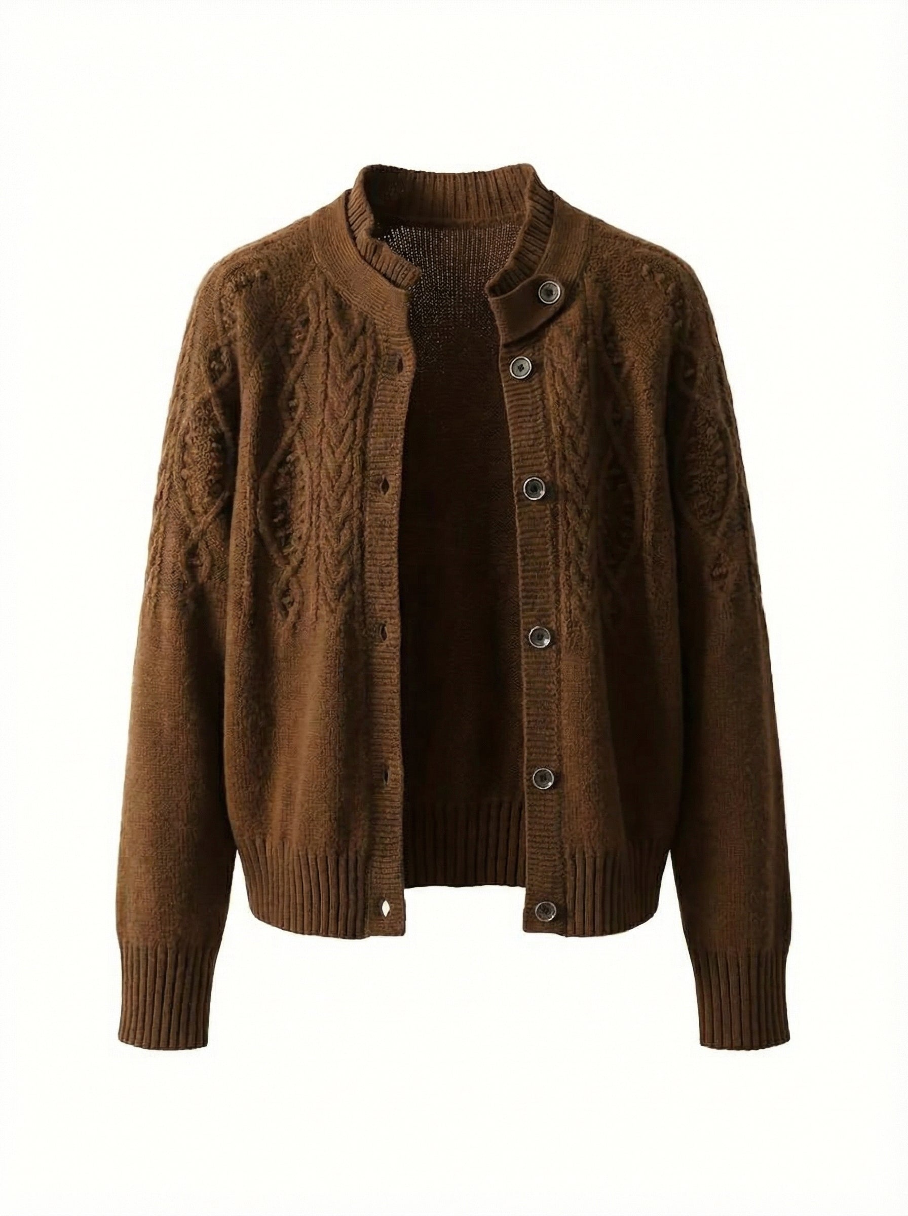 Gilet Femme en Tricot Marron Cardigan Mode Classique