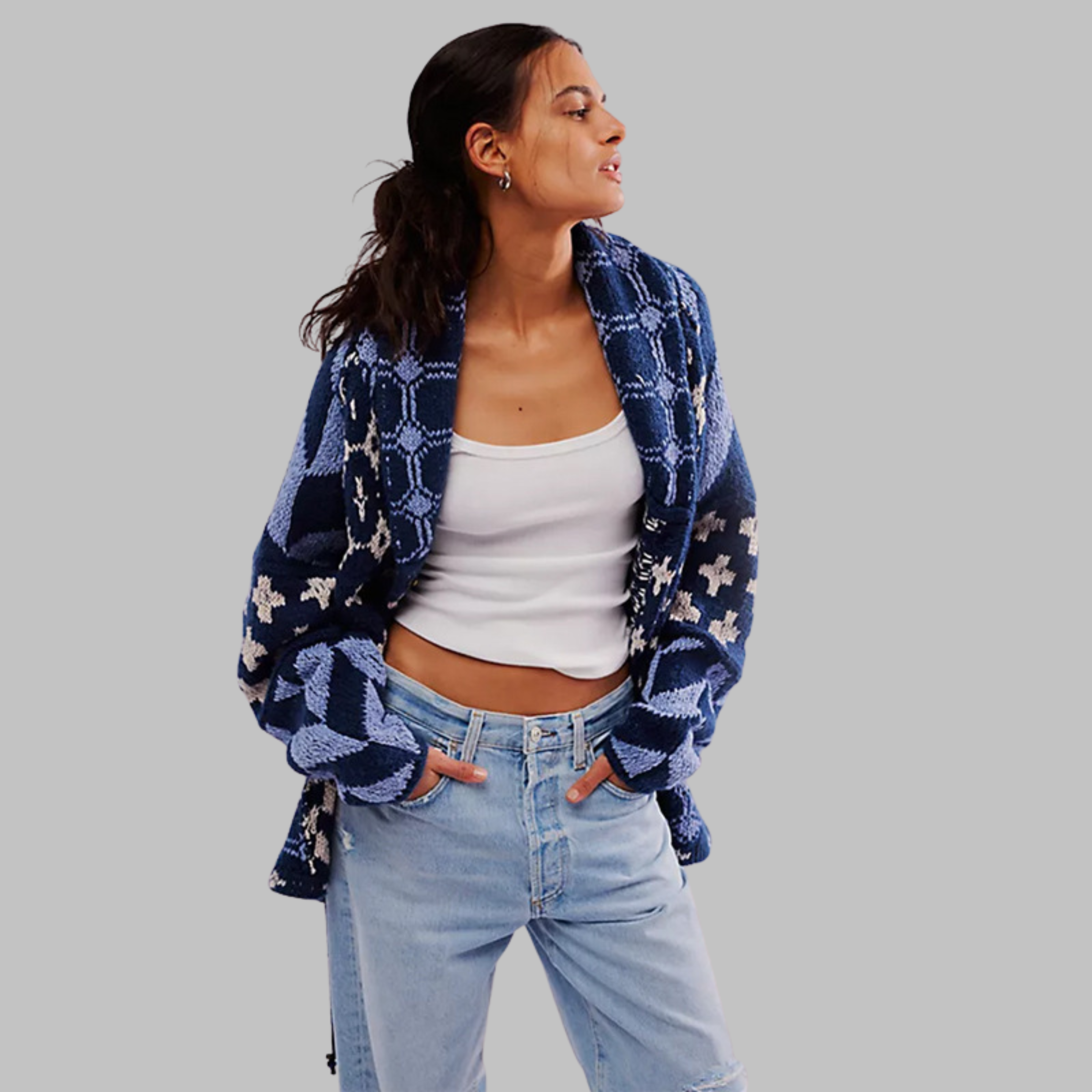 Cardigan Femme Vintage Surdimensionné Chic 0