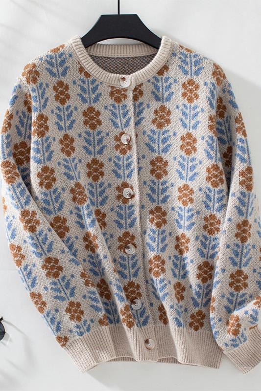 Cardigan Floral Ample Femme Élégant 4