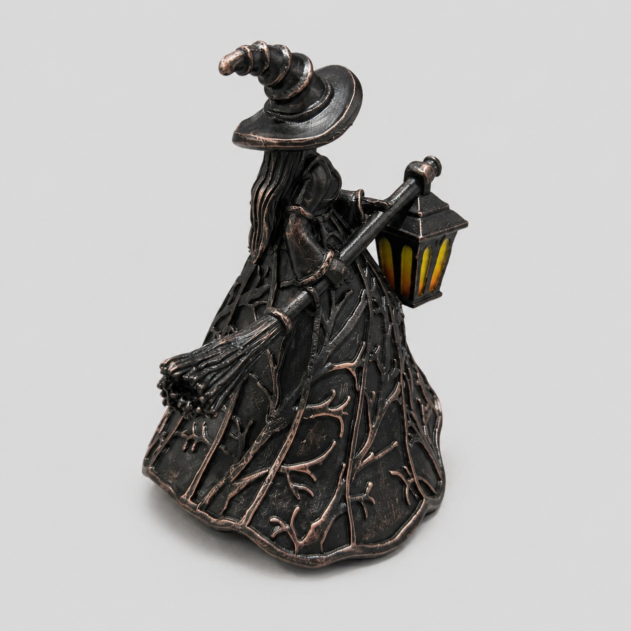 Figurine de Sorcière Illuminée avec Lanterne - Décoration de Table d'Halloween avec USB