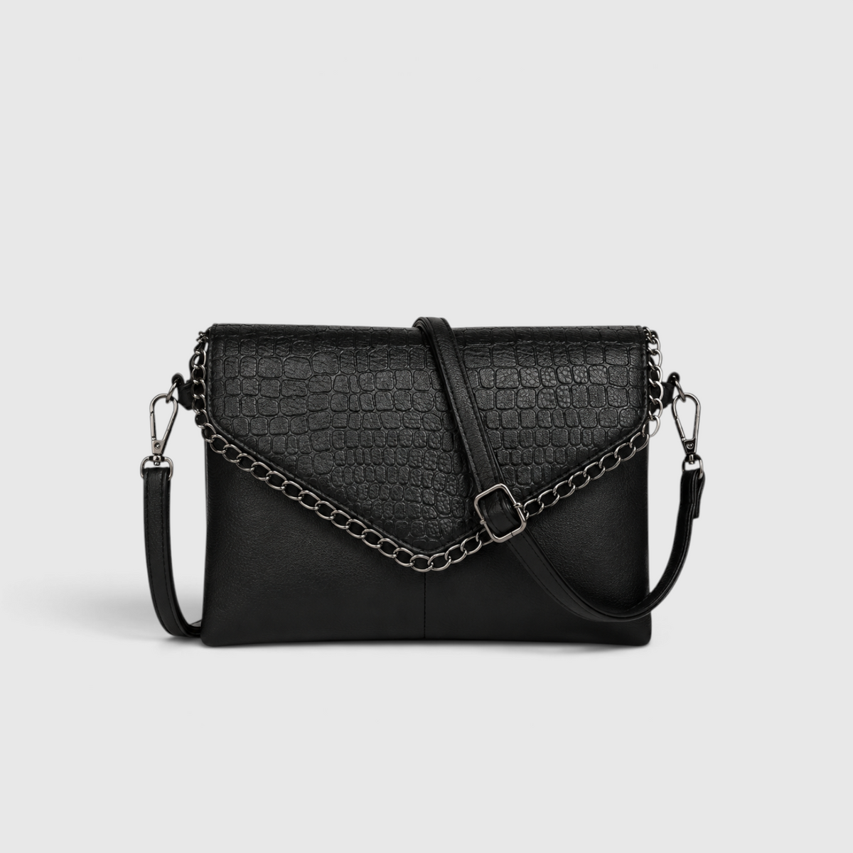 Sac Bandoulière Noir avec Détail Chaîne – Élégant & Polyvalent