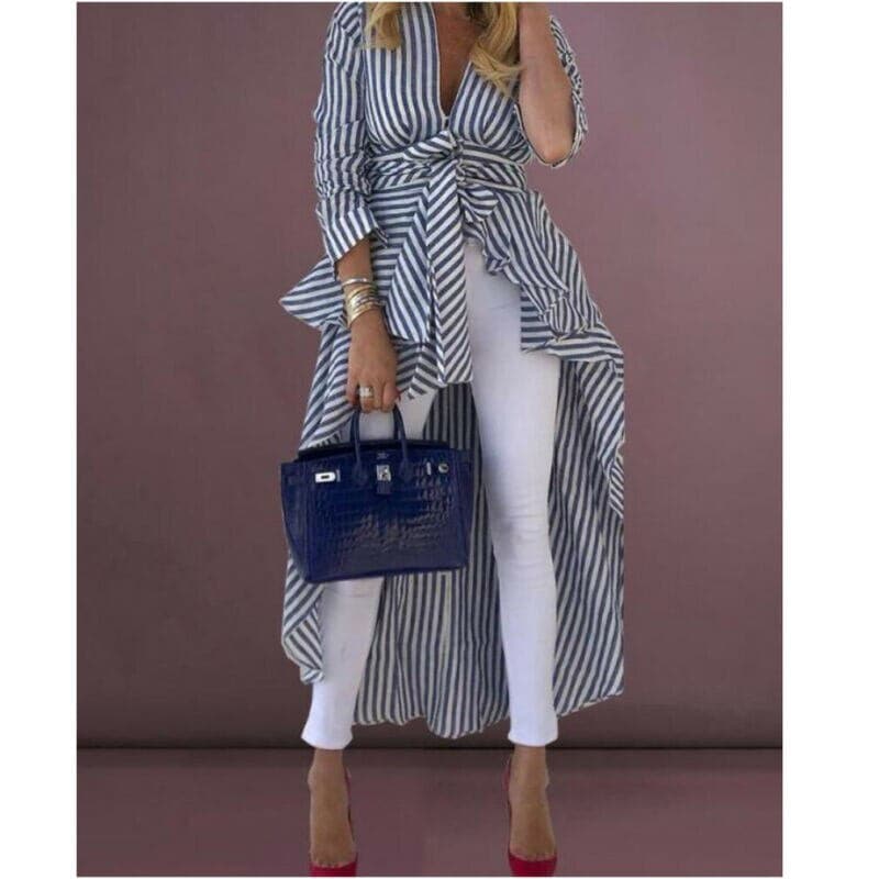 Chemisier Femme Chic Asymétrique Col en V 1