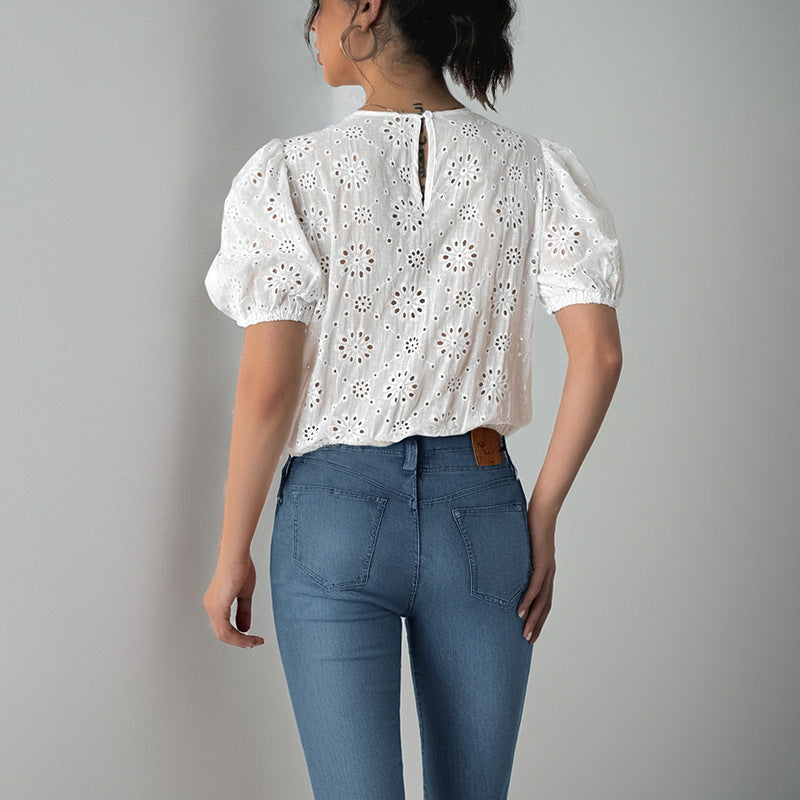 Chemisier Femme Élégant à Manches Bouffantes 1