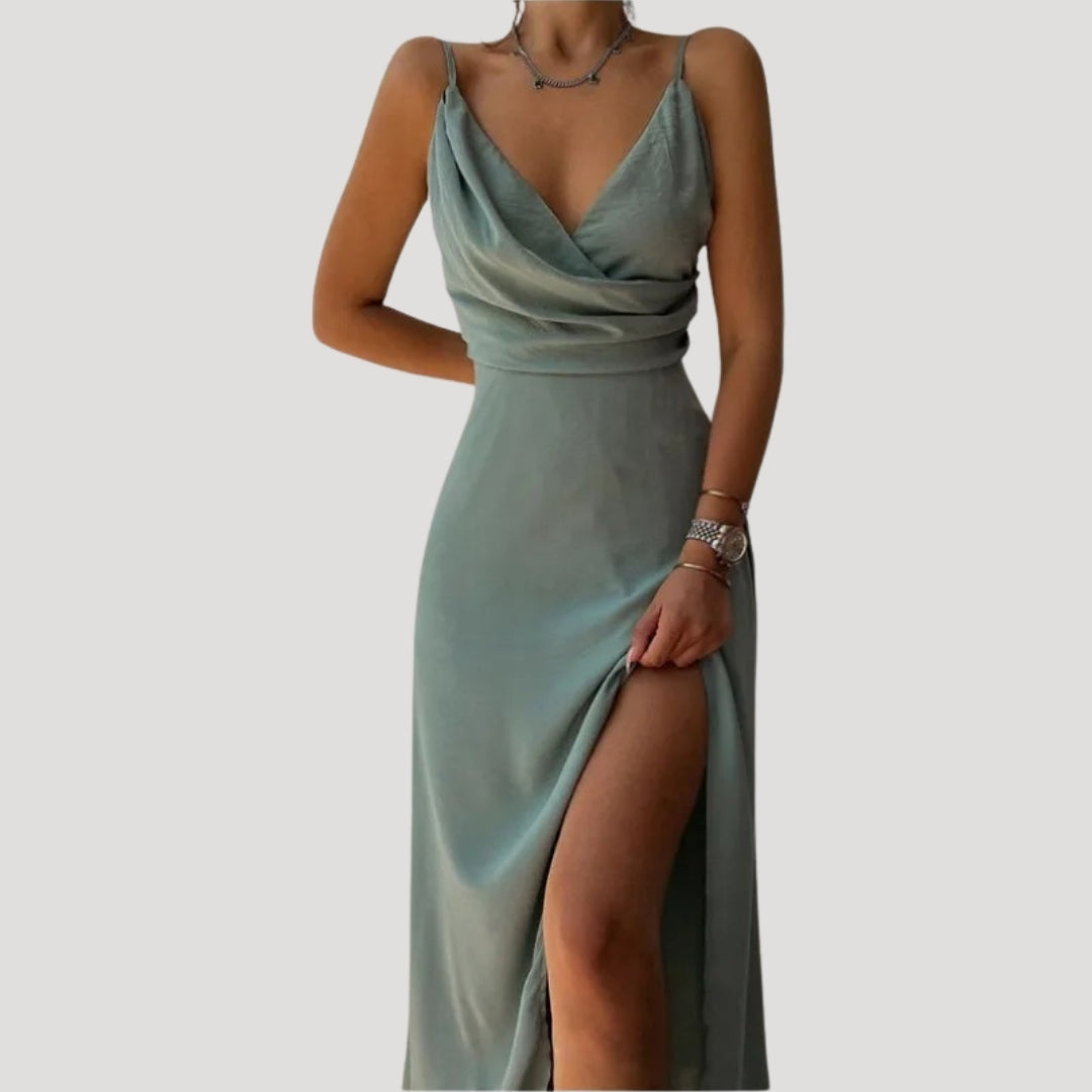 Robe Longue Fendue pour Femme - Robe de Soirée d'Invitée de Mariage