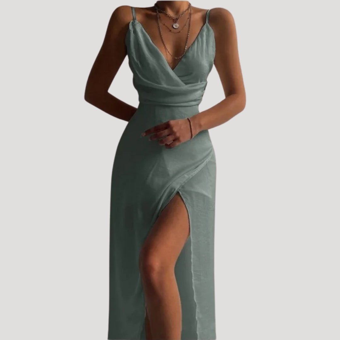 Robe Longue Fendue pour Femme - Robe de Soirée d'Invitée de Mariage