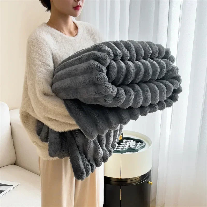 Plaid Peluche Épais Ultra Doux pour Canapé et Lit