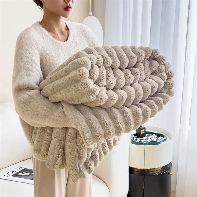Plaid Peluche Épais Ultra Doux pour Canapé et Lit