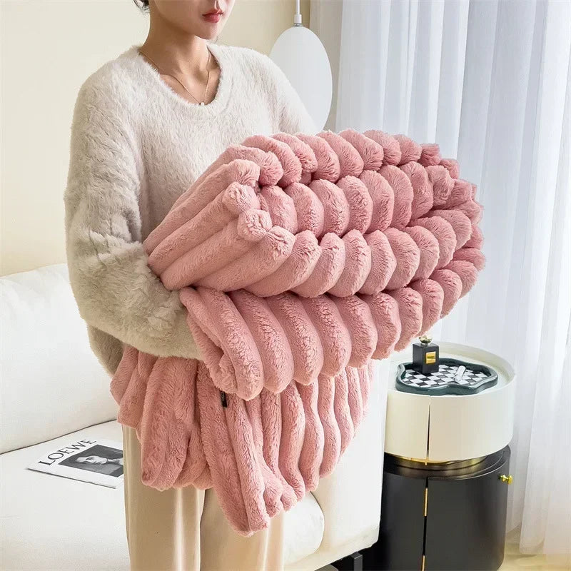 Plaid Peluche Épais Ultra Doux pour Canapé et Lit