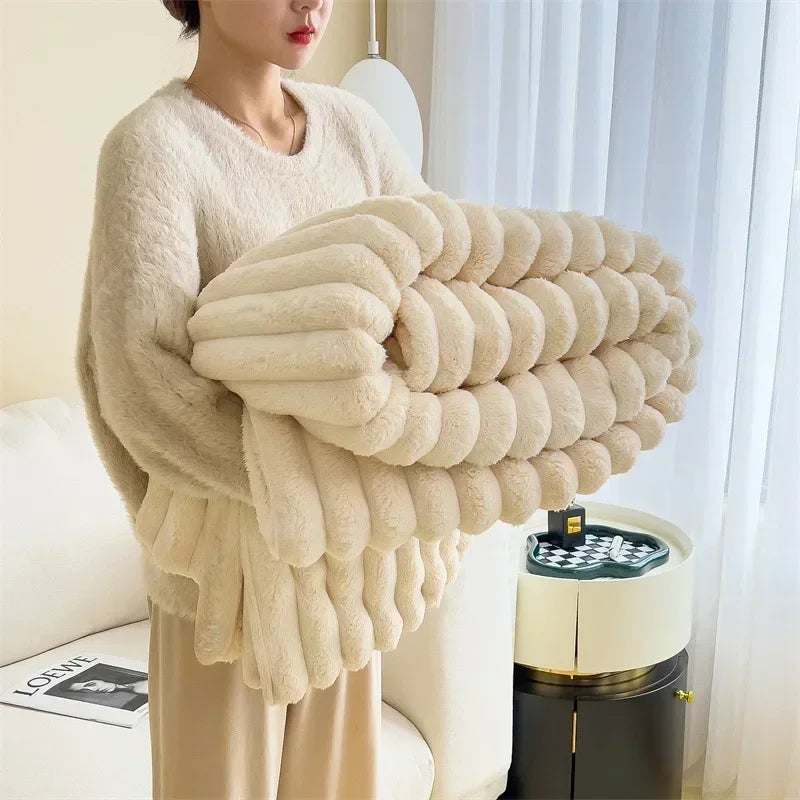 Plaid Peluche Épais Ultra Doux pour Canapé et Lit