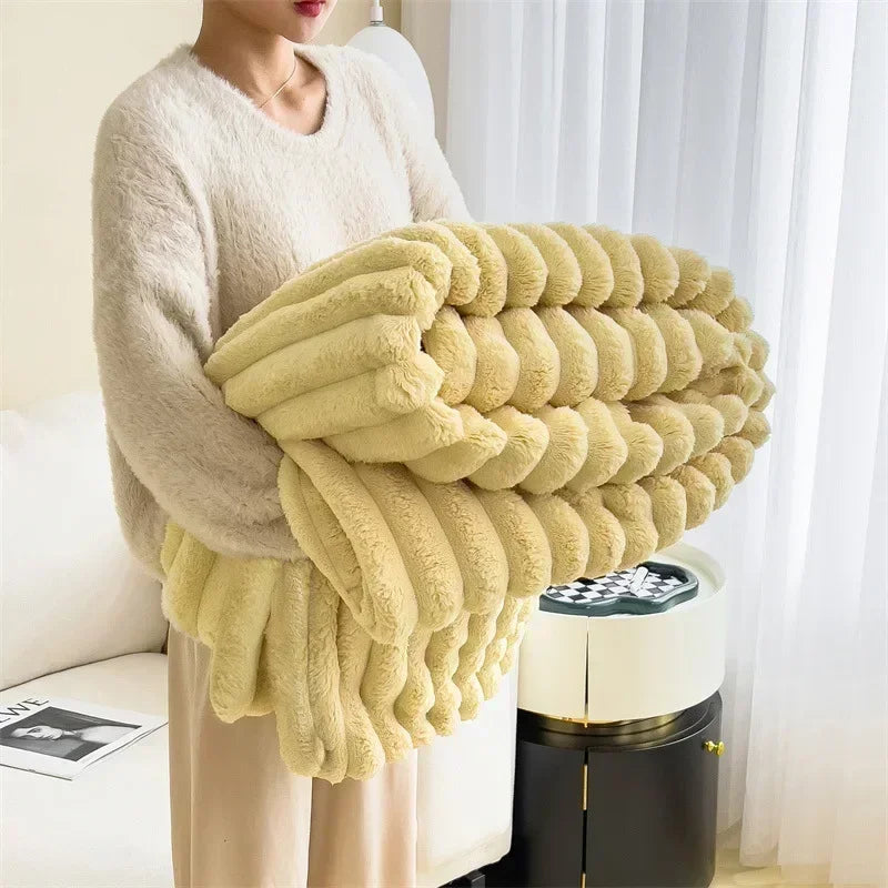 Plaid Peluche Épais Ultra Doux pour Canapé et Lit