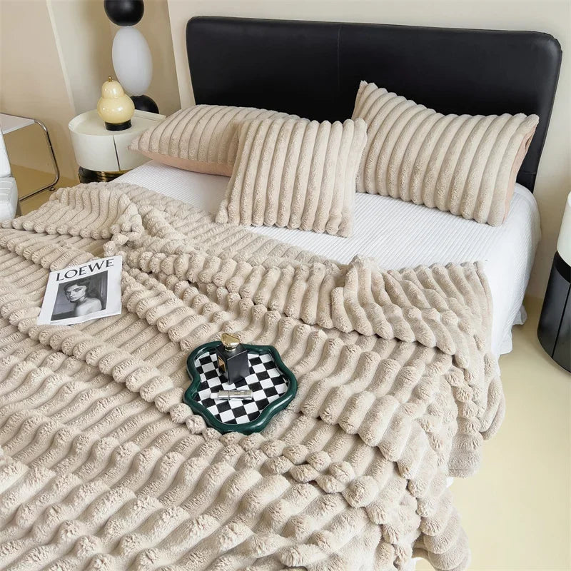 Plaid Peluche Épais Ultra Doux pour Canapé et Lit