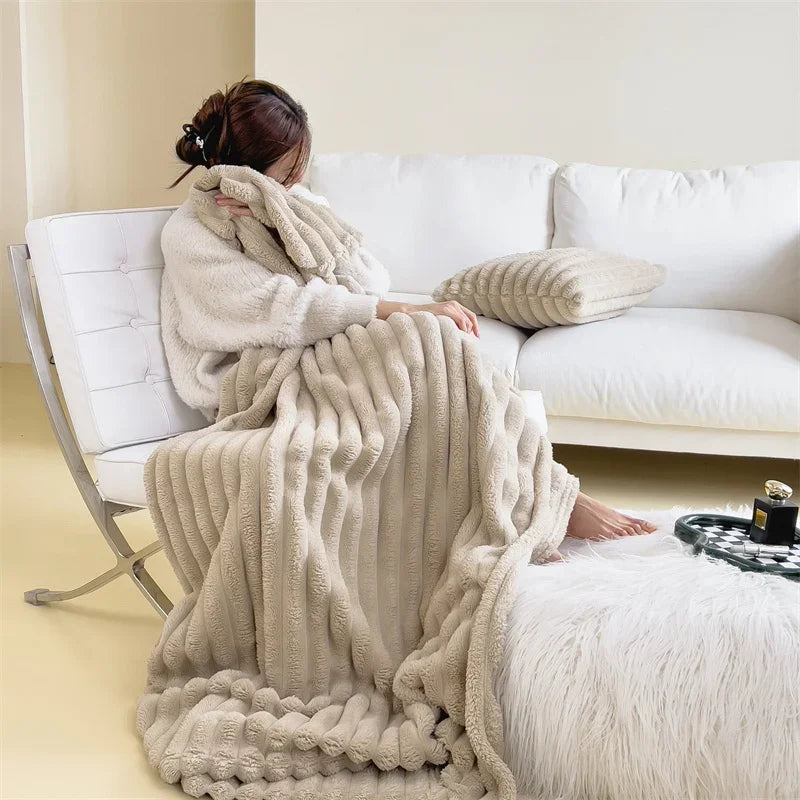 Plaid Peluche Épais Ultra Doux pour Canapé et Lit