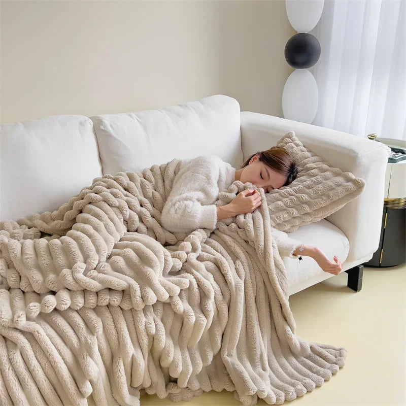 Plaid Peluche Épais Ultra Doux pour Canapé et Lit