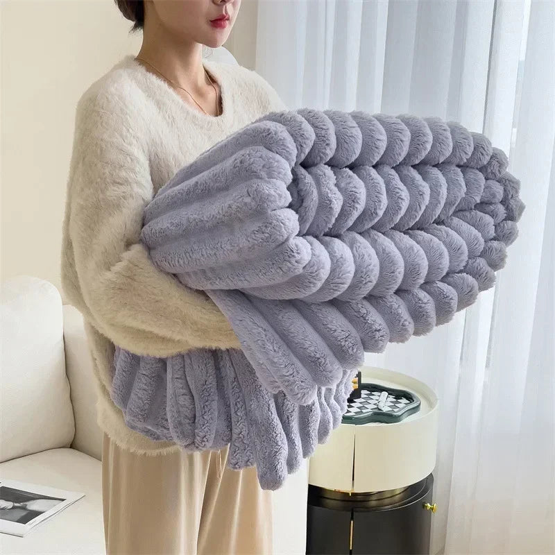 Plaid Peluche Épais Ultra Doux pour Canapé et Lit