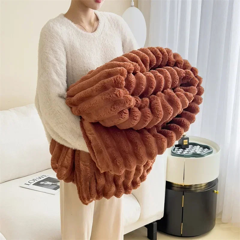 Plaid Peluche Épais Ultra Doux pour Canapé et Lit