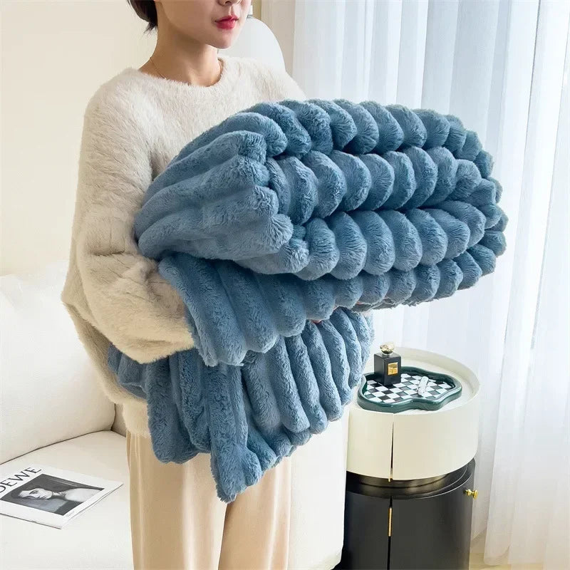 Plaid Peluche Épais Ultra Doux pour Canapé et Lit