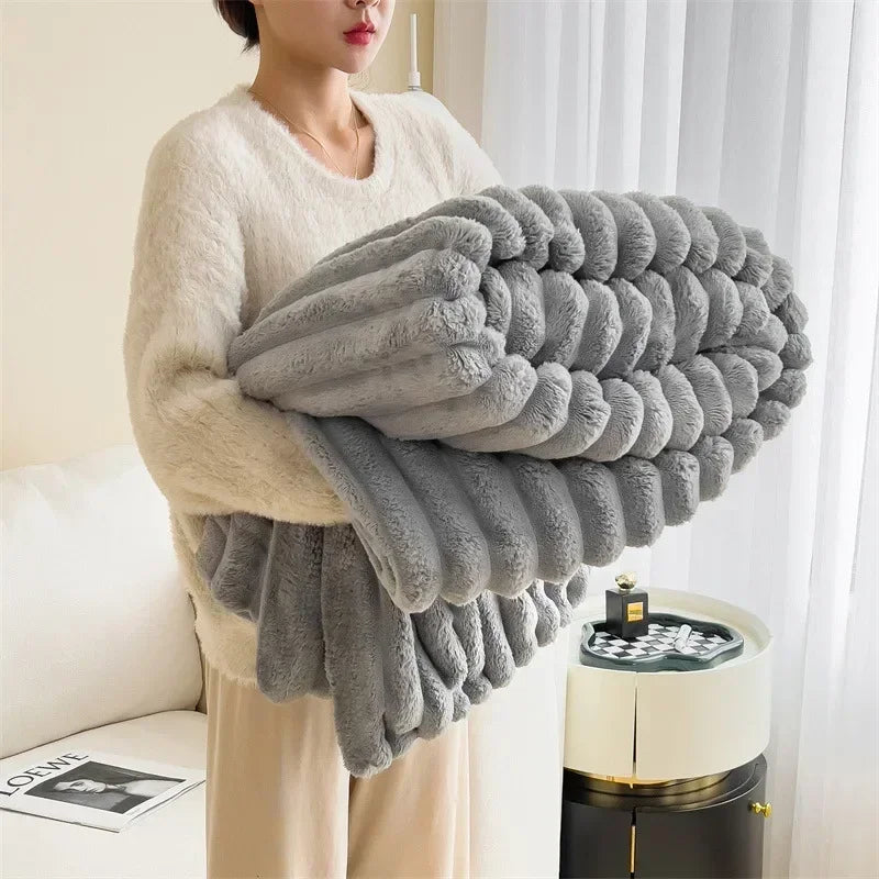 Plaid Peluche Épais Ultra Doux pour Canapé et Lit