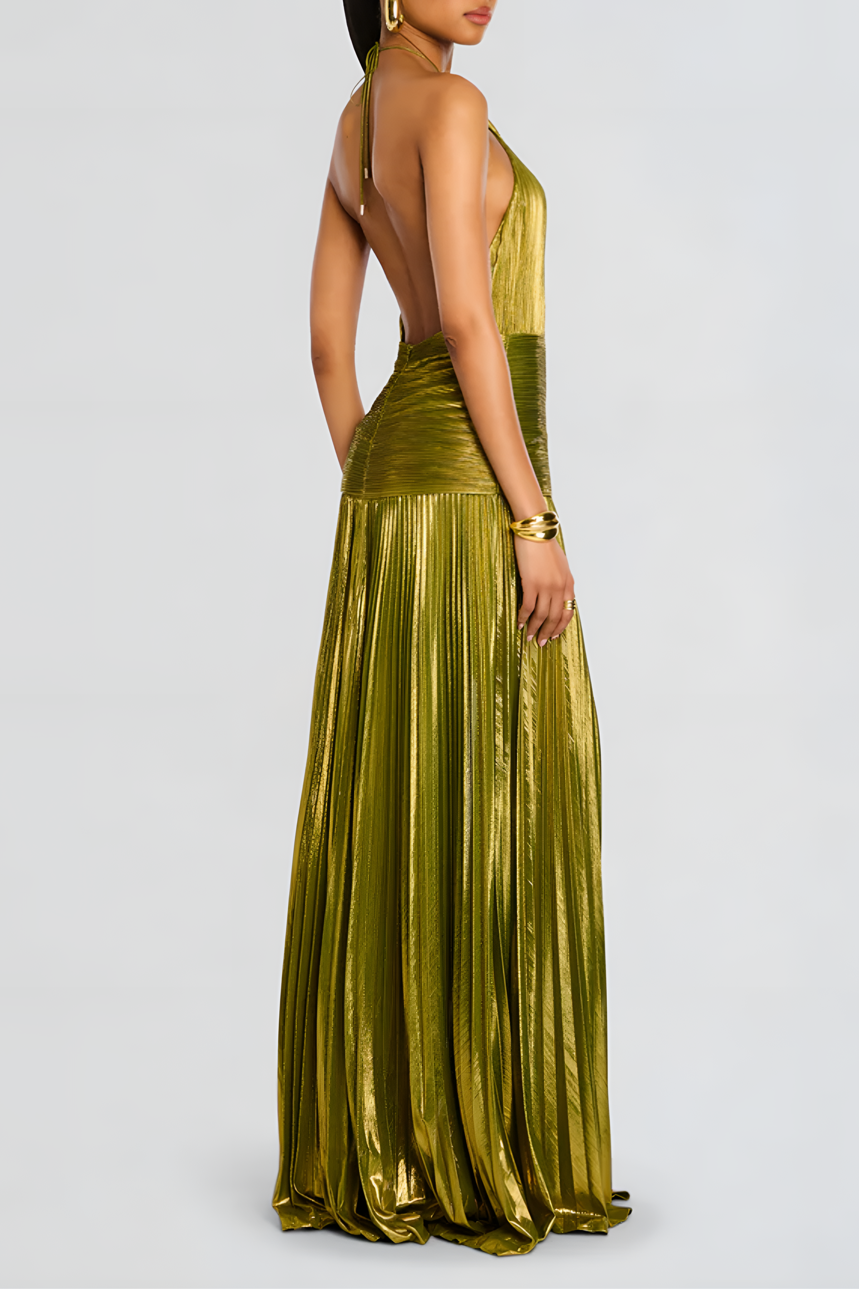 Thalia Metallic Maxikleid in Peridot für einen eleganten und atemberaubenden Look