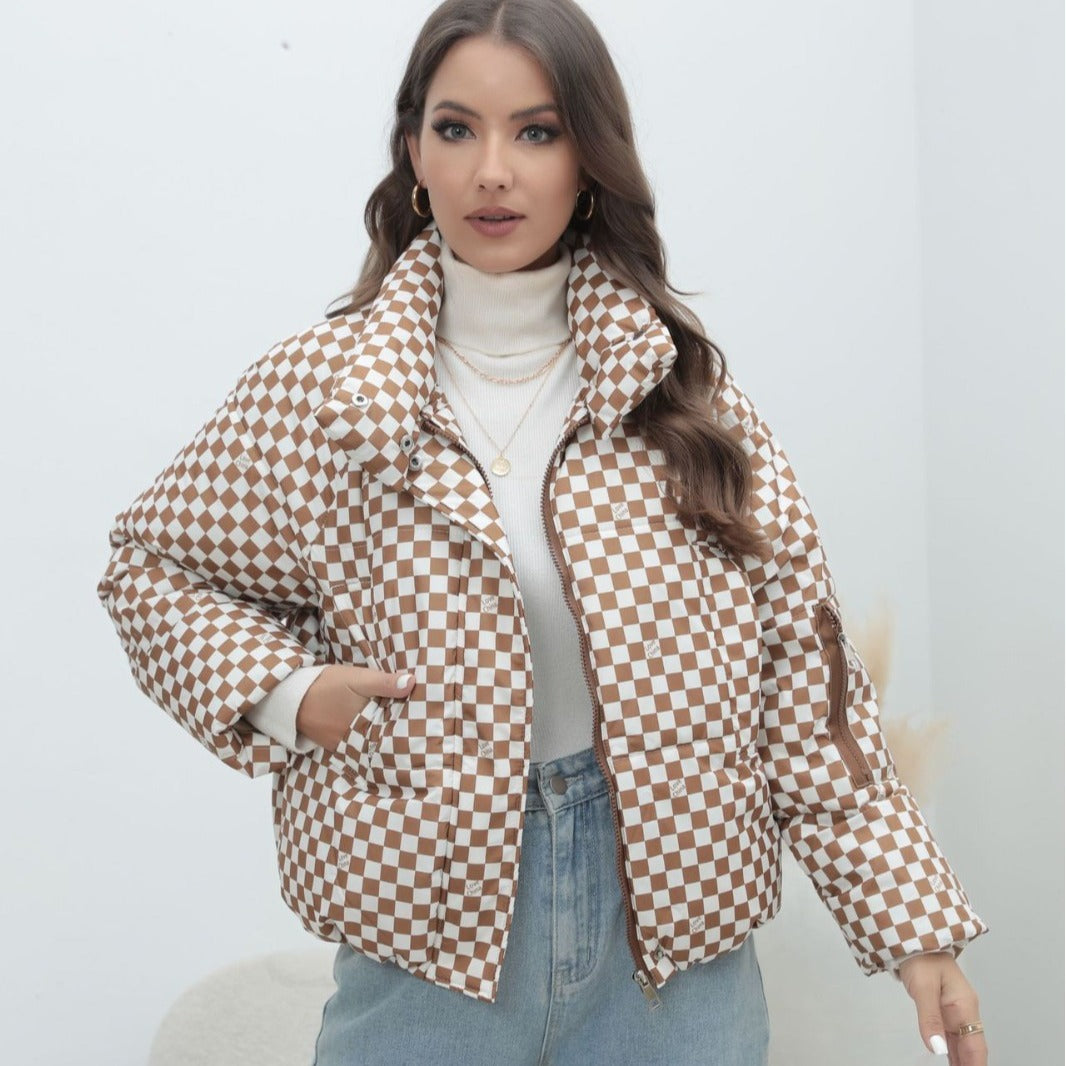 Doudoune Femme Élégante À Motif Géométrique 2