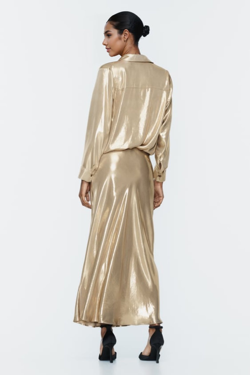 Ensemble Élégant Satin Femme Évasé 3