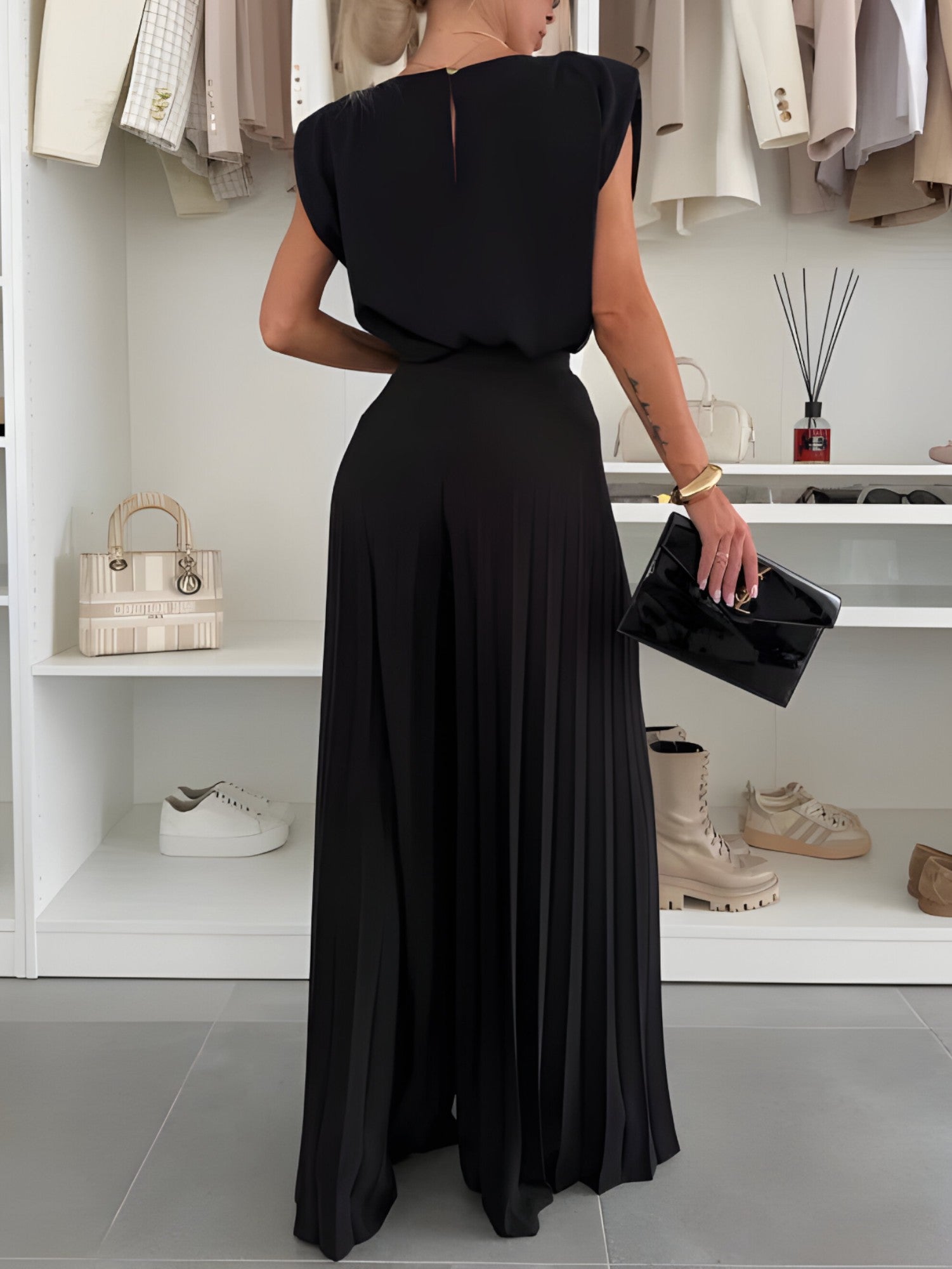 Ensemble Femme Fluide 2 Pièces : Pantalon Large & Top Sans