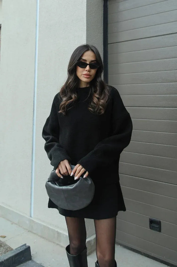 Ensemble Femme Élégant Pull Mini Jupe 0