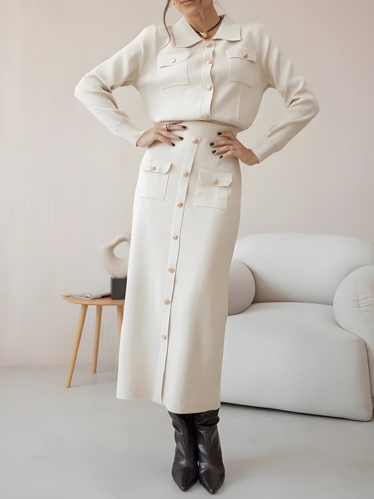 Ensemble Tailleur Femme Blazer Jup Costume Femme Élégant