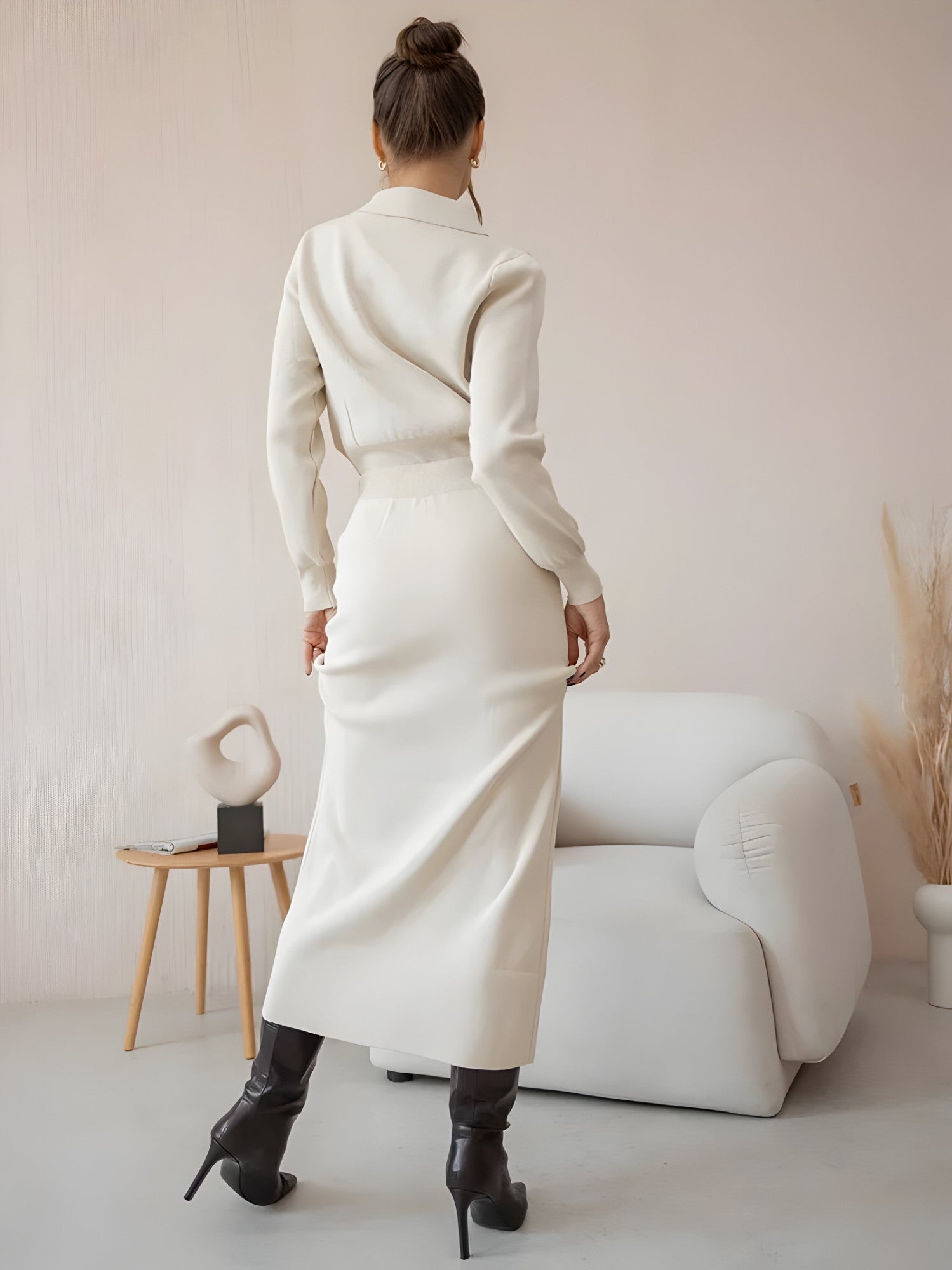 Ensemble Tailleur Femme Blazer Jup Costume Femme Élégant