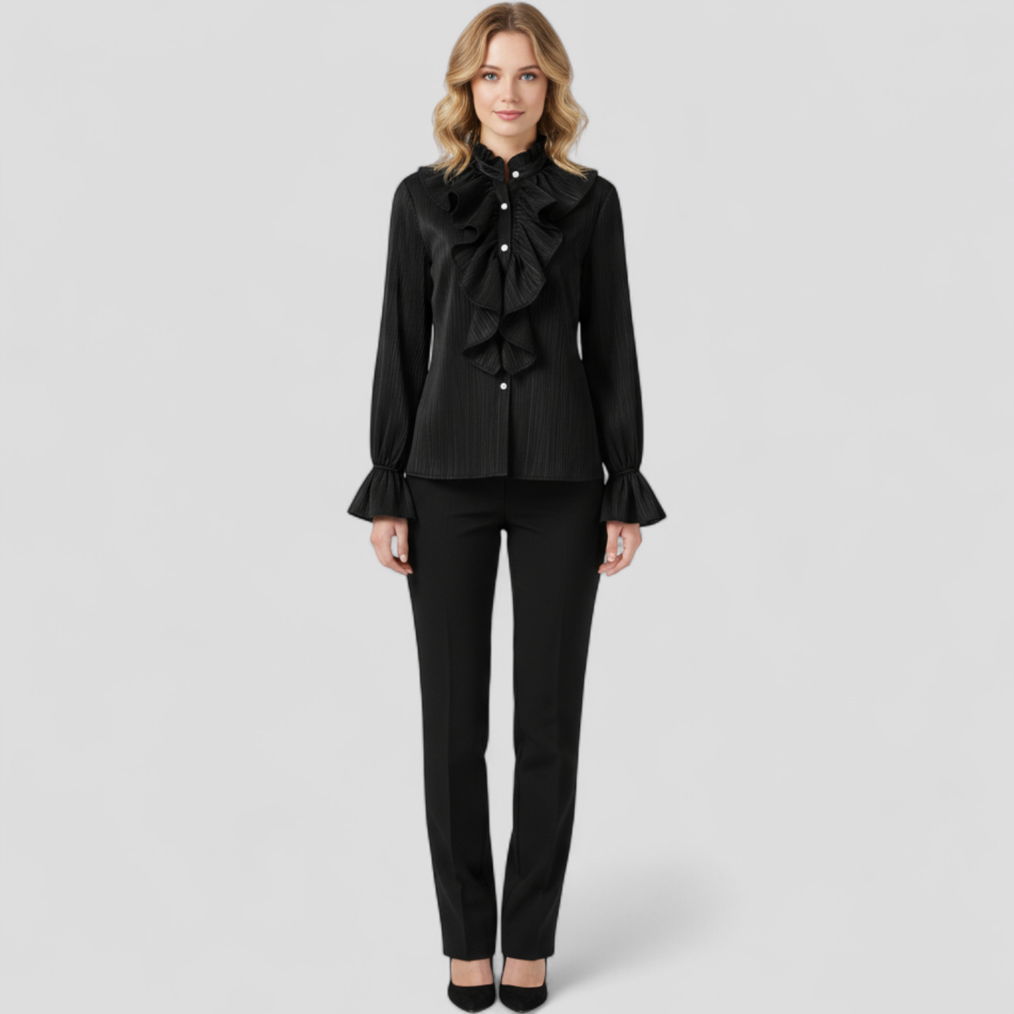 Elegante Bluse mit Volants und auffälligen Ärmeln für Damen