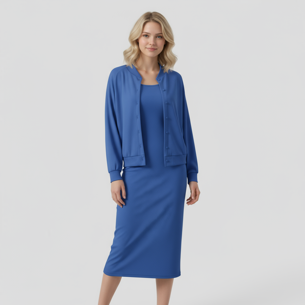 Ensemble Femme Midi Robe et Bomber Confort Look Sportif