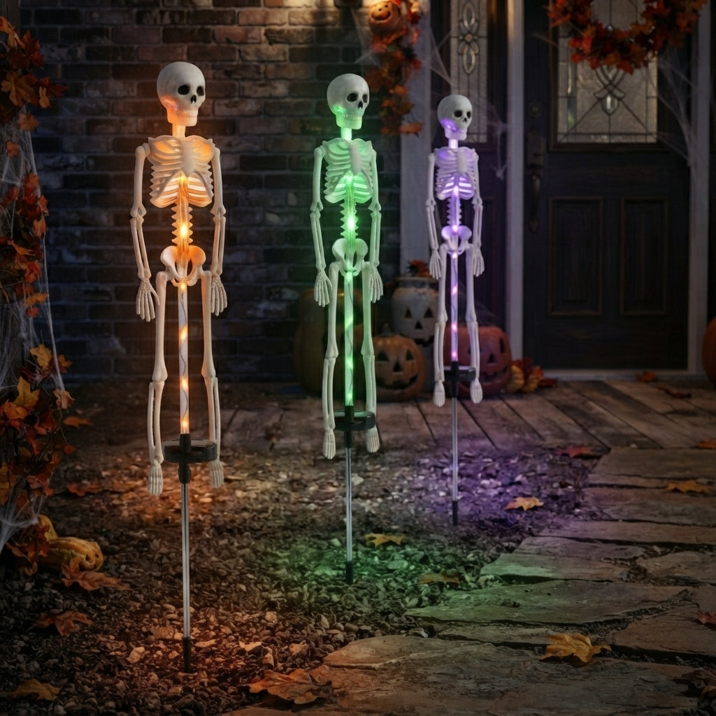 Piquet de Jardin Squelette Solaire Lumineux - Décor LED Halloween Extérieur