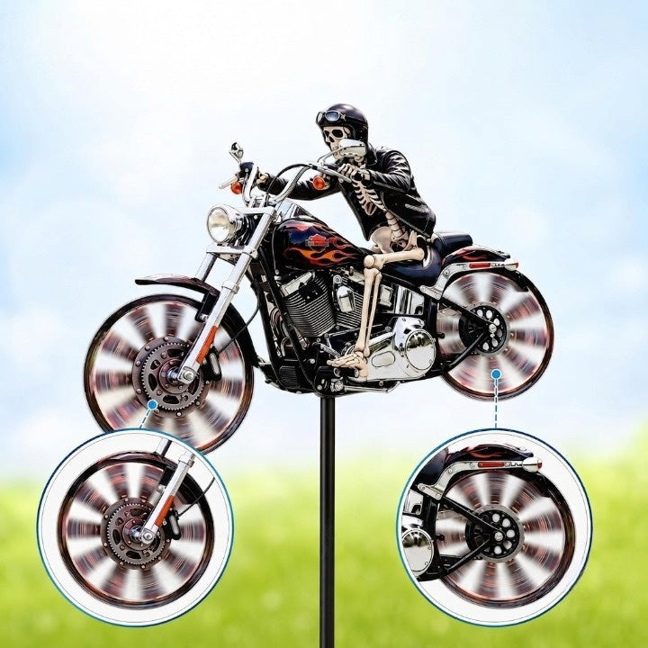 Girouette de Jardin Squelette Motard