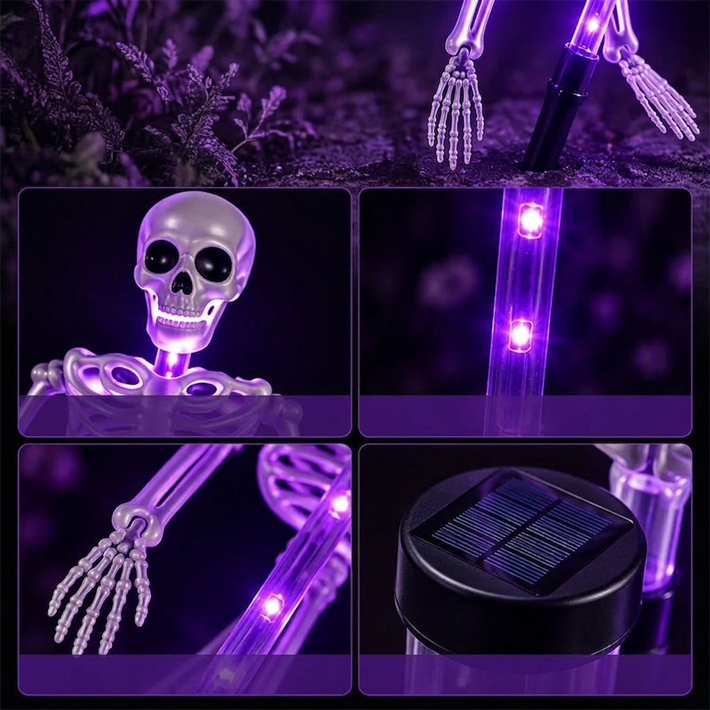 Piquet de Jardin Squelette Solaire Lumineux - Décor LED Halloween Extérieur