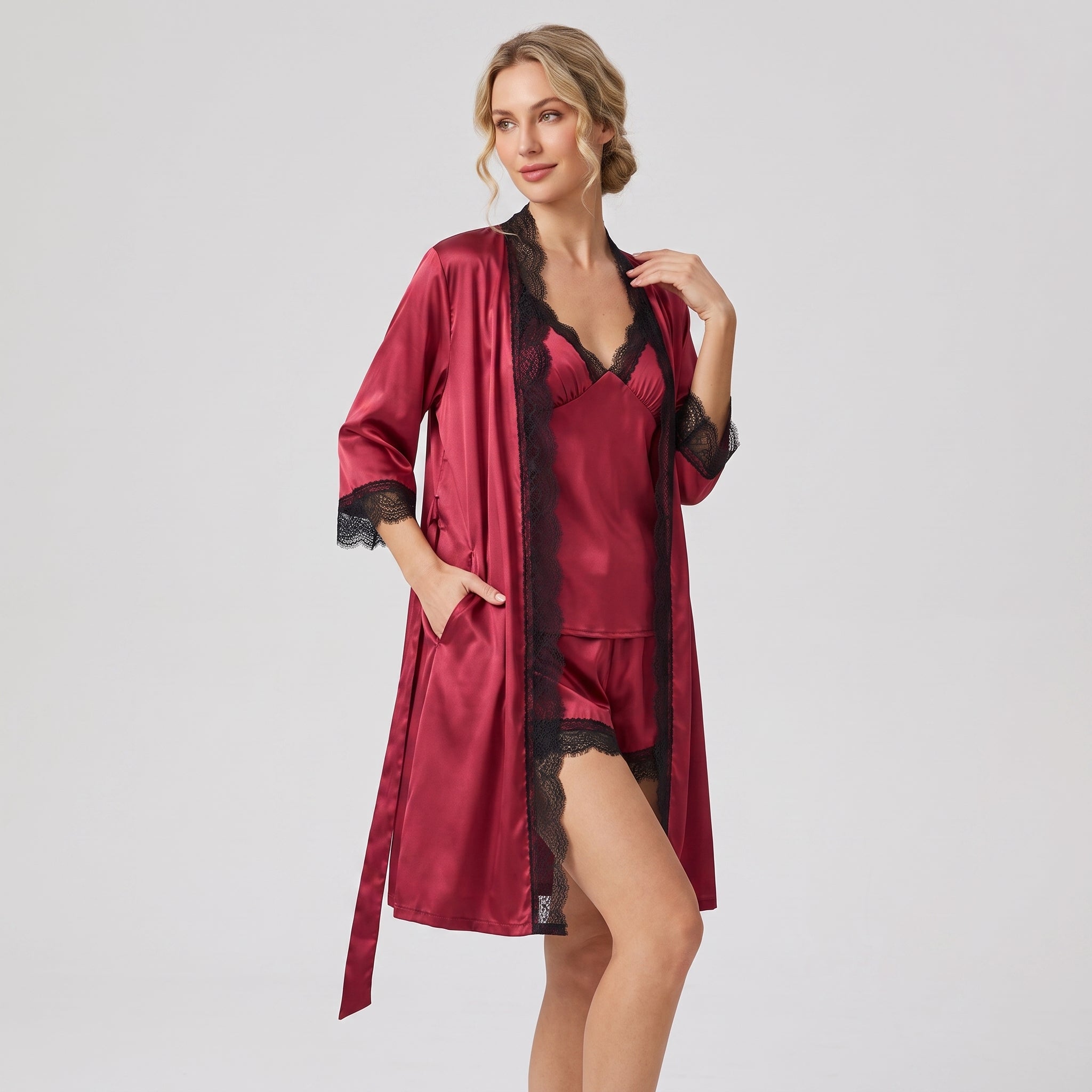 Pijama damă satin 2 piese elegant, confortabil și moale