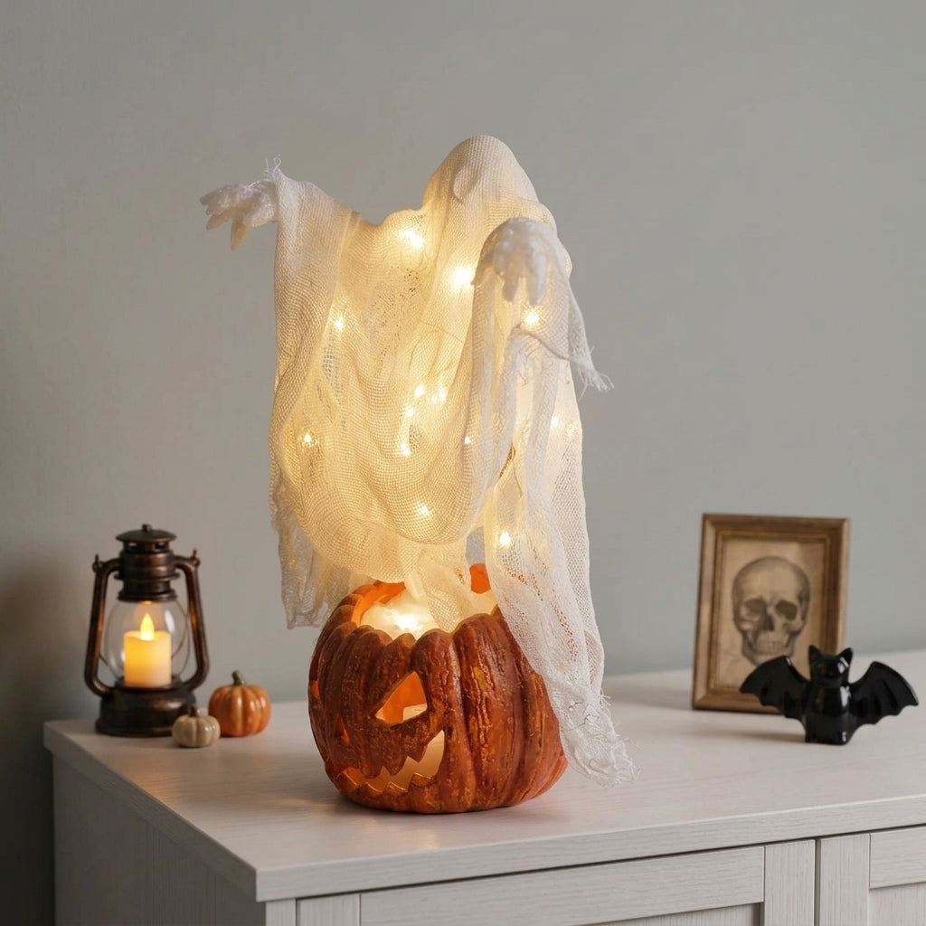 Lampe Citrouille Fantôme Géante Lumineuse LED - 130cm