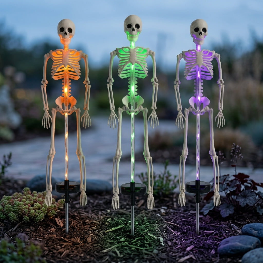 Piquet de Jardin Squelette Solaire Lumineux - Décor LED Halloween Extérieur