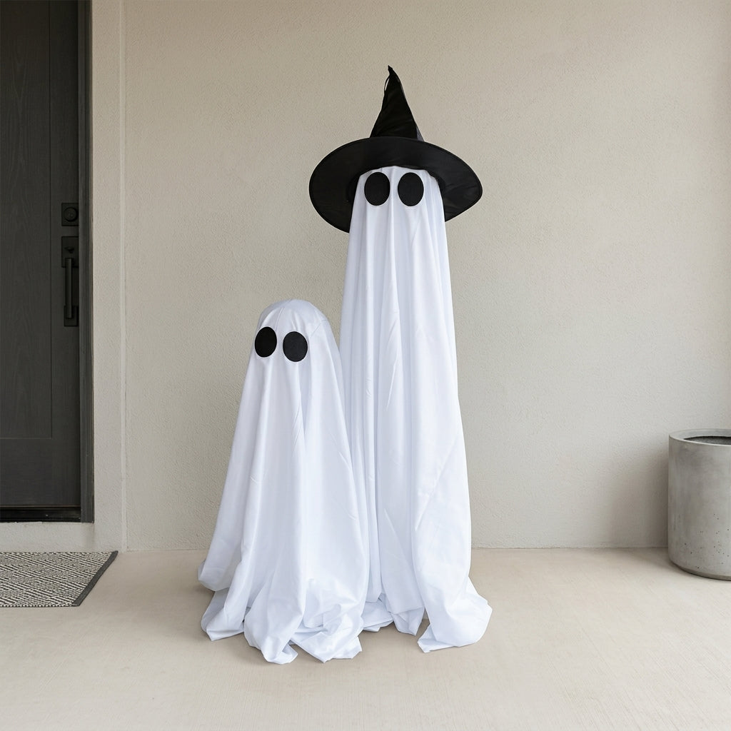 Fantôme Lumineux avec Chapeau de Sorcière - Décoration LED Halloween