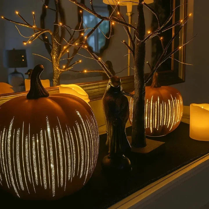 Lampe Citrouille Scintillante avec Minuterie - Décor LED Halloween