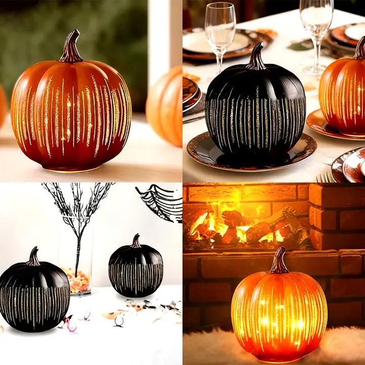 Lampe Citrouille Scintillante avec Minuterie - Décor LED Halloween