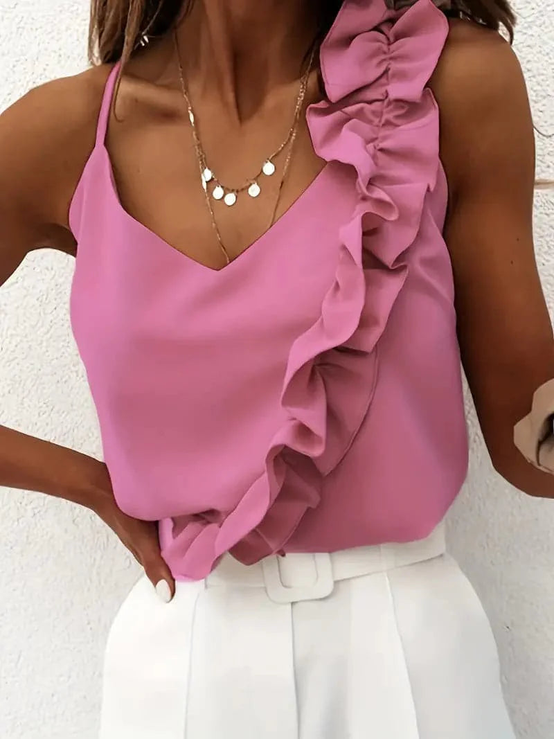 Haut Femme Élégant Sans Manches Col V 2