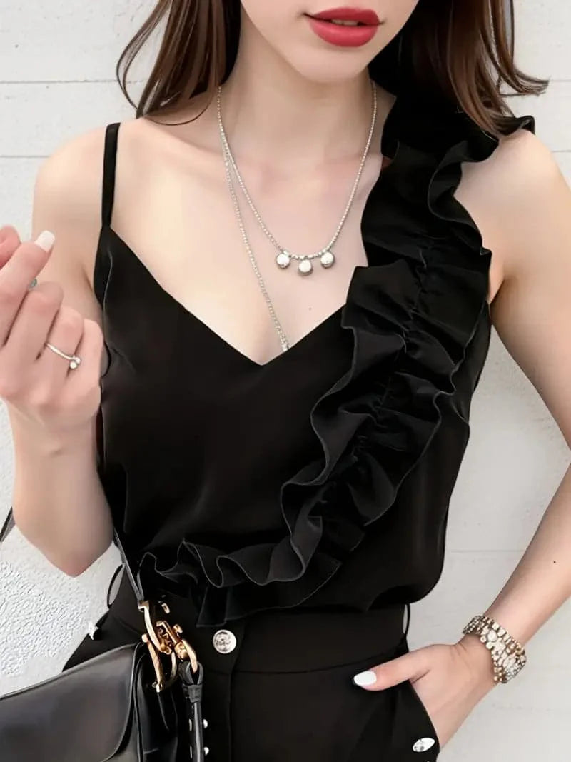 Haut Femme Élégant Sans Manches Col V 3