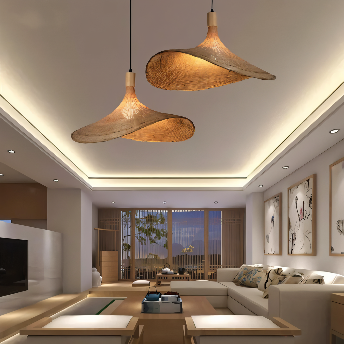 Handwoven Rattan Dome Pendant Light
